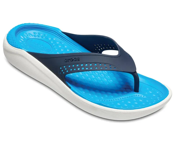 WomenMen LiteRide Flip Navy White Crocs Sandals