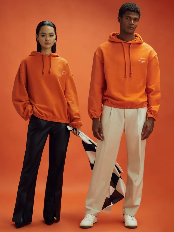 WomenMen Reiss Tops F1 Elasticated Cotton Hoodie Papaya