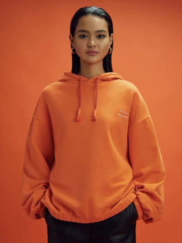 WomenMen Reiss Tops F1 Elasticated Cotton Hoodie Papaya