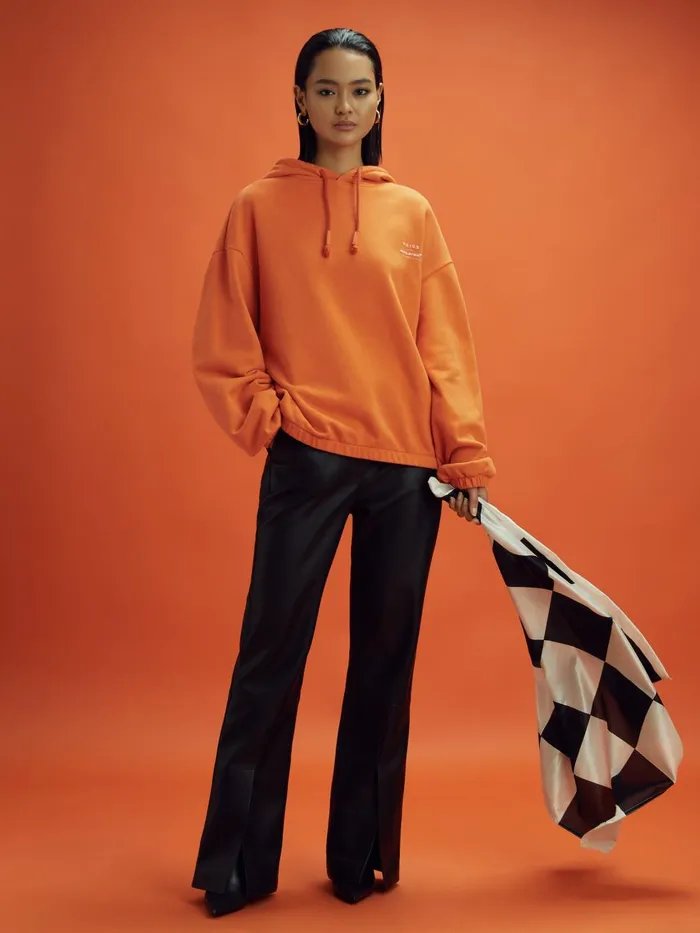 WomenMen Reiss Tops F1 Elasticated Cotton Hoodie Papaya