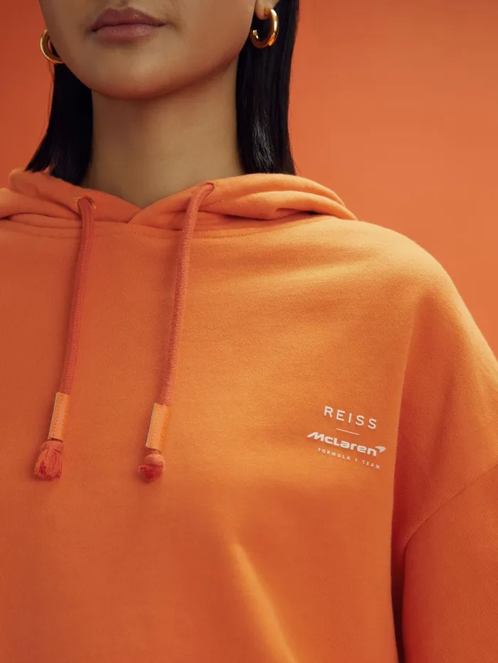 WomenMen Reiss Tops F1 Elasticated Cotton Hoodie Papaya