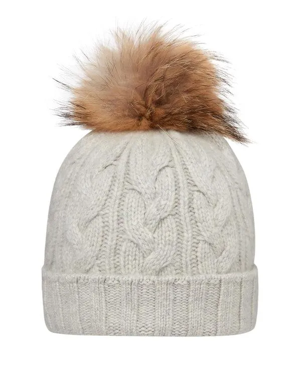 WomenMen Unisex Chunky Cable Cashmere Hat With Raccoon PomIn Fumo Grey Fumo Grey NPeal Hats WomenMen Unisex Chunky Cable Cashmere Hat With Raccoon PomIn Fumo Grey Fumo Grey NPeal Hats