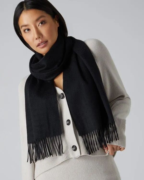 WomenMen Unisex Large Woven Cashmere ScarfIn Black Black NPeal Cashmere Scarves