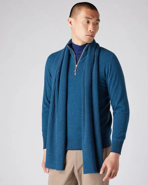 WomenMen Unisex Short Ribbed Cashmere ScarfIn Lagoon Blue Lagoon Blue NPeal Cashmere Scarves