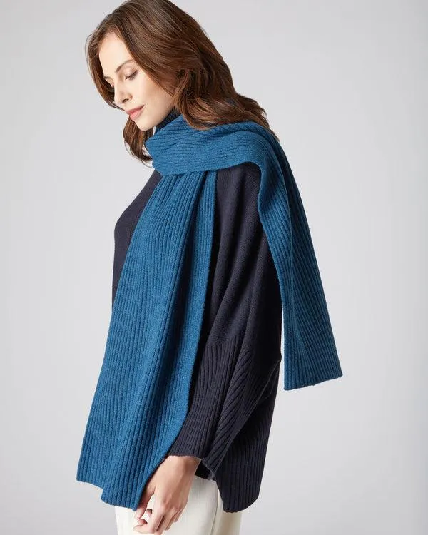 WomenMen Unisex Short Ribbed Cashmere ScarfIn Lagoon Blue Lagoon Blue NPeal Cashmere Scarves