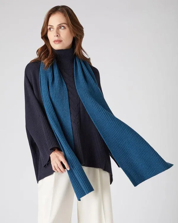 WomenMen Unisex Short Ribbed Cashmere ScarfIn Lagoon Blue Lagoon Blue NPeal Cashmere Scarves