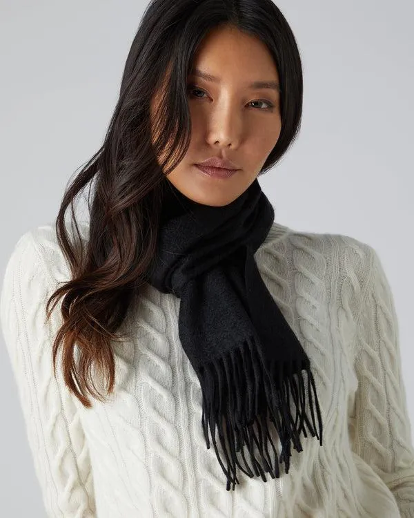 WomenMen Unisex Woven Cashmere ScarfIn Black Black NPeal Cashmere Scarves