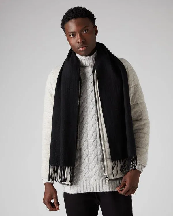 WomenMen Unisex Woven Cashmere ScarfIn Black Black NPeal Cashmere Scarves
