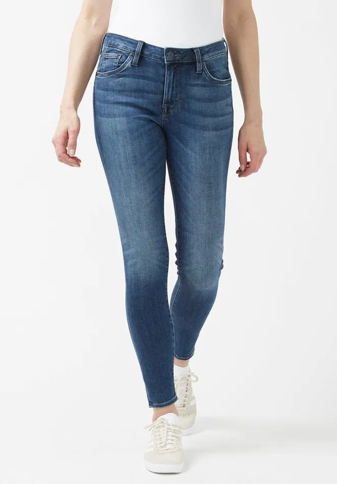 Women Mid Rise Skinny Alexa Blue Jeans Mid Wash Buffalo David Bitton Mid Rise Skinny Alexa