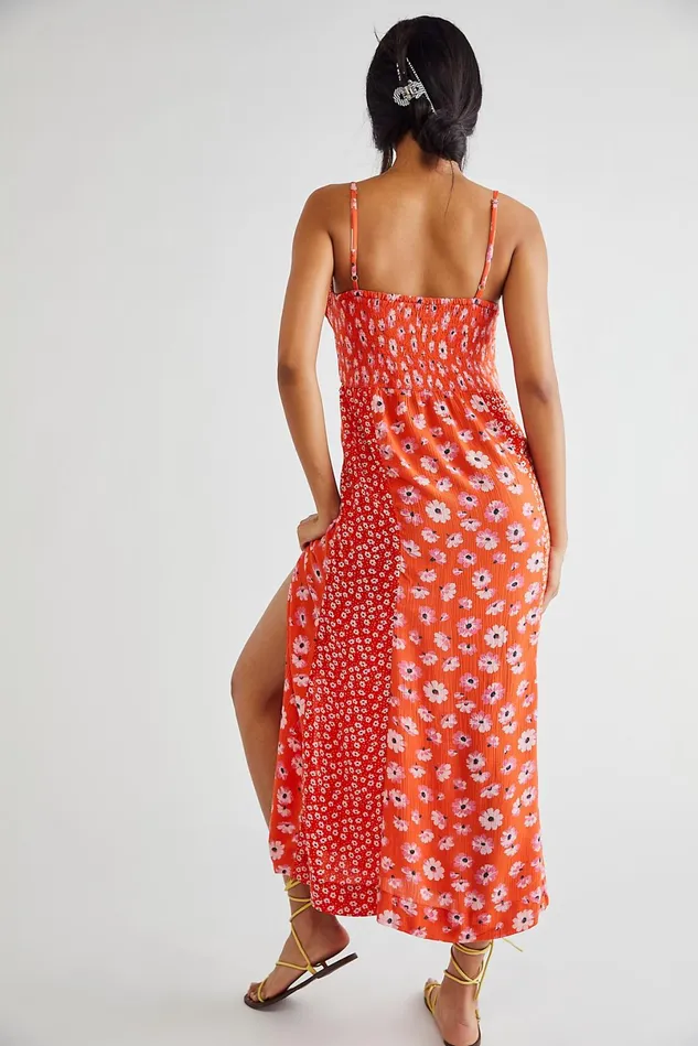 Women Midi Dresses Free People Tigerlilly Midi Dress Red Earth Combo