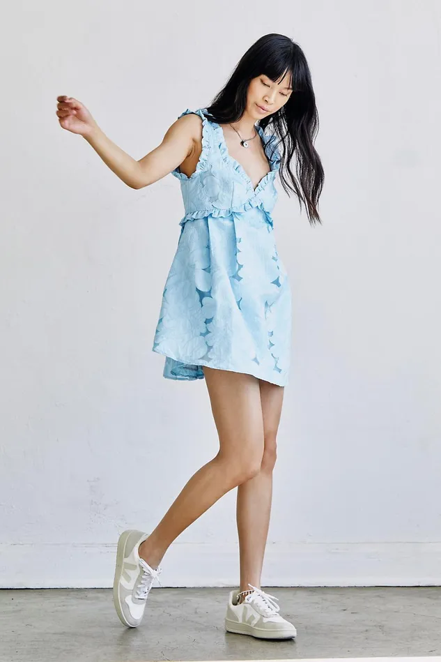 Women Mini Dresses Free People Evelyn Party Dress Sky Blue