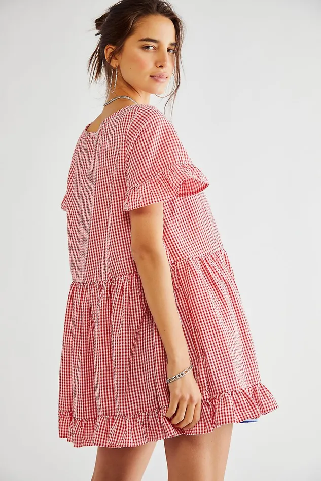 Women Mini Dresses Free People Gingham Sadie Tunic Heart Eyes