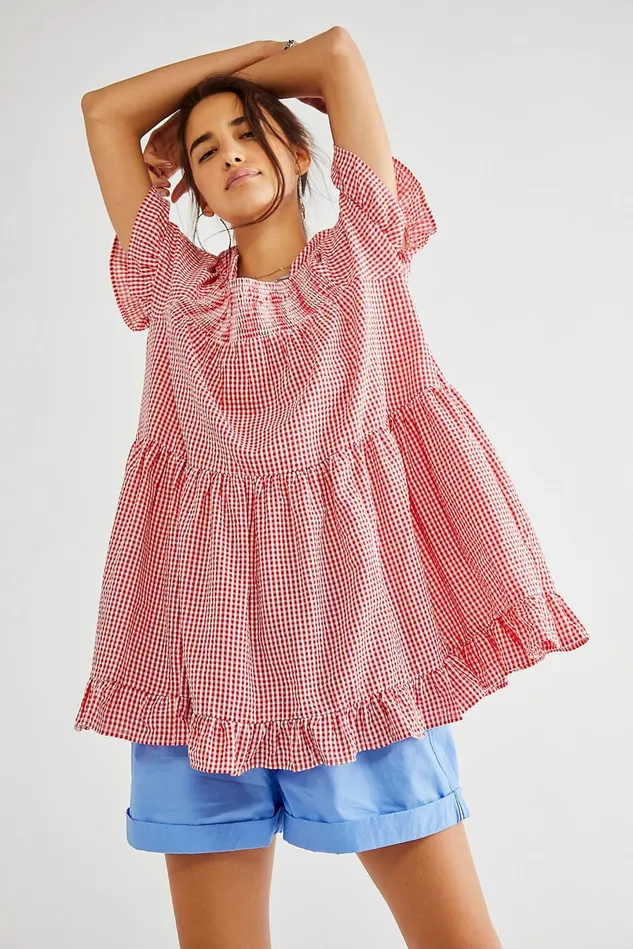Women Mini Dresses Free People Gingham Sadie Tunic Heart Eyes