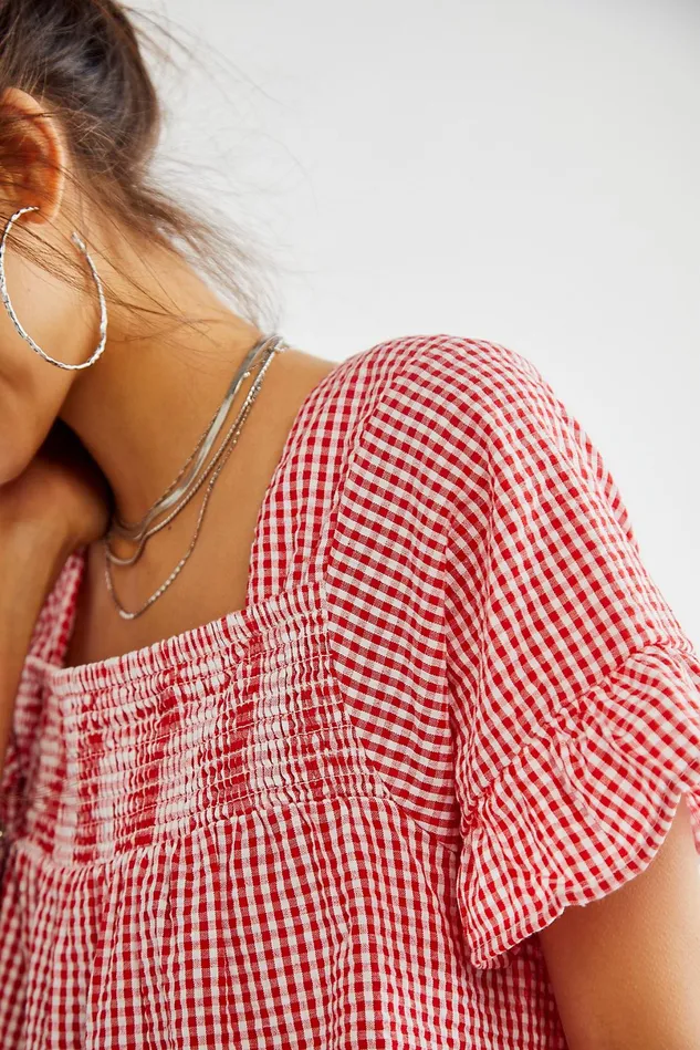 Women Mini Dresses Free People Gingham Sadie Tunic Heart Eyes