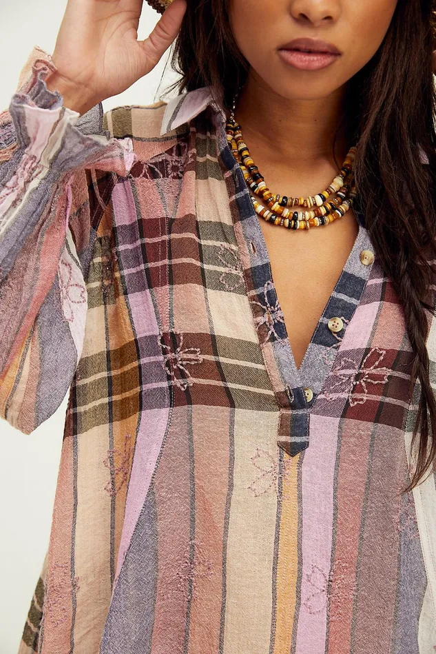 Women Mini Dresses Free People Penny Shirtdress Dark Combo
