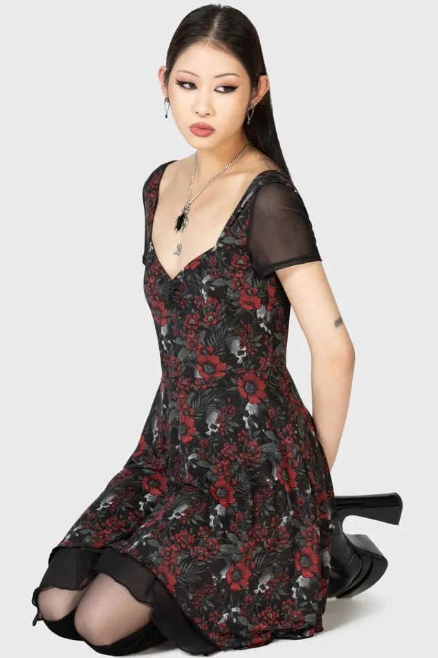 Women Mini Killstar Crimson Decay Mini Dress