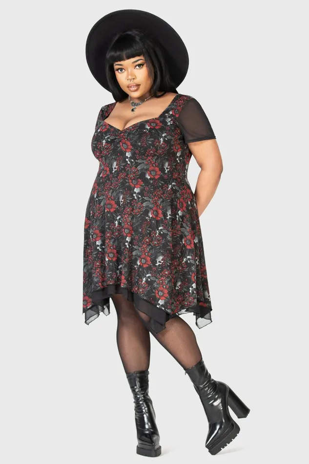Women Mini Killstar Crimson Decay Mini Dress