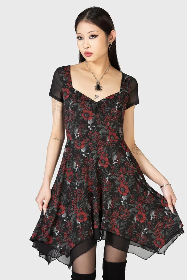 Women Mini Killstar Crimson Decay Mini Dress