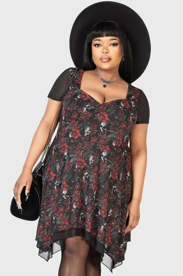 Women Mini Killstar Crimson Decay Mini Dress