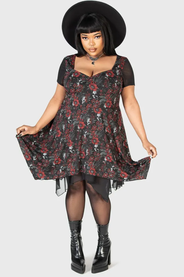 Women Mini Killstar Crimson Decay Mini Dress