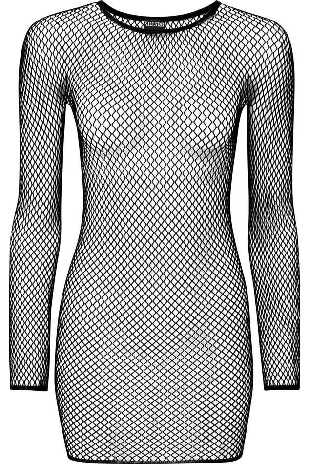 Women Mini Killstar Nicole Fishnet Dress B