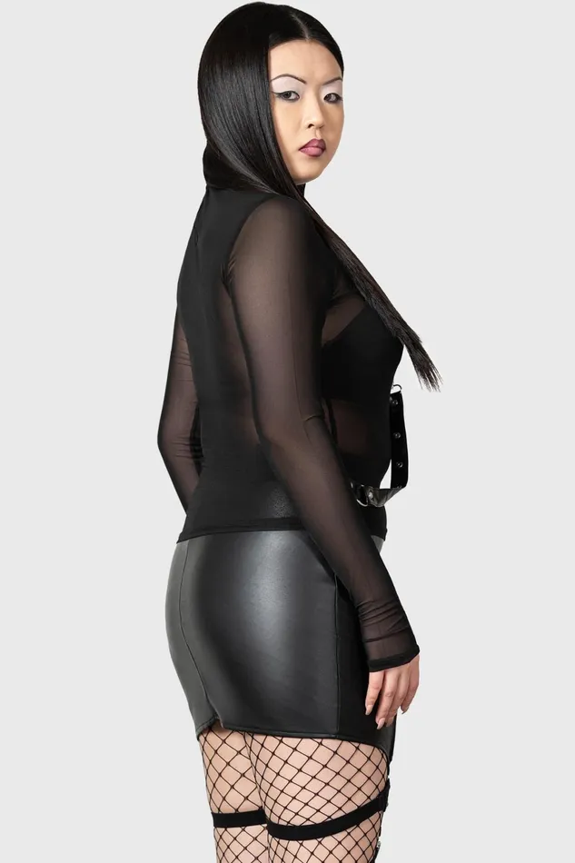 Women Mini Skirts Killstar Cassandra PU Mini Skirt B