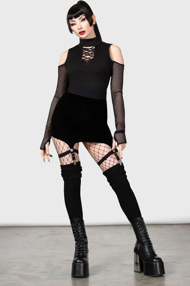 Women Mini Skirts Killstar Cassandra Velvet Mini Skirt B