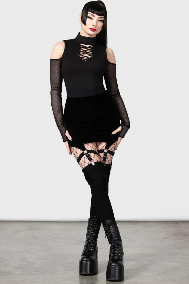 Women Mini Skirts Killstar Cassandra Velvet Mini Skirt B