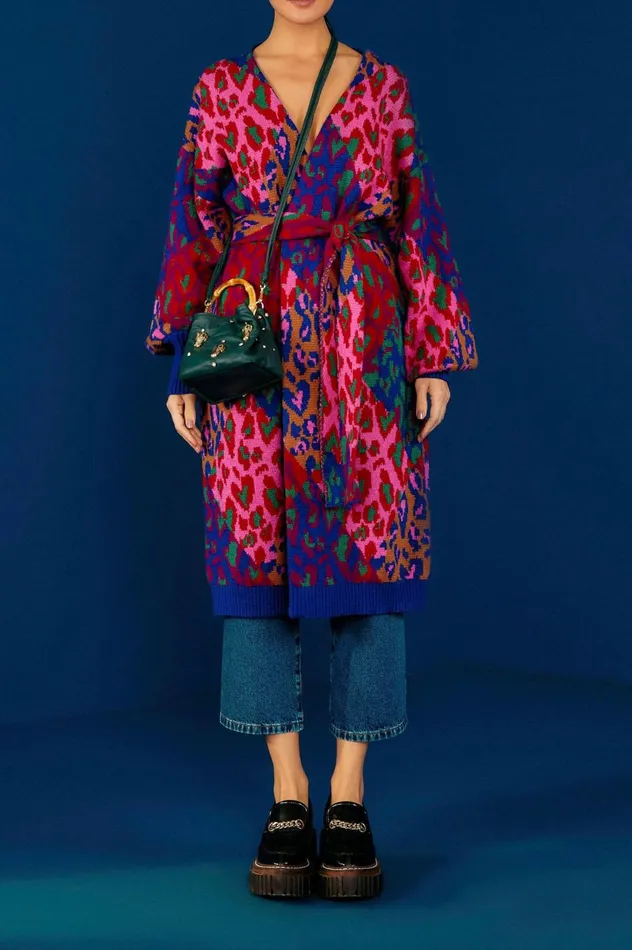 Women Mixed Leopard Pop Cardigan Multi FARM Rio Cardigans