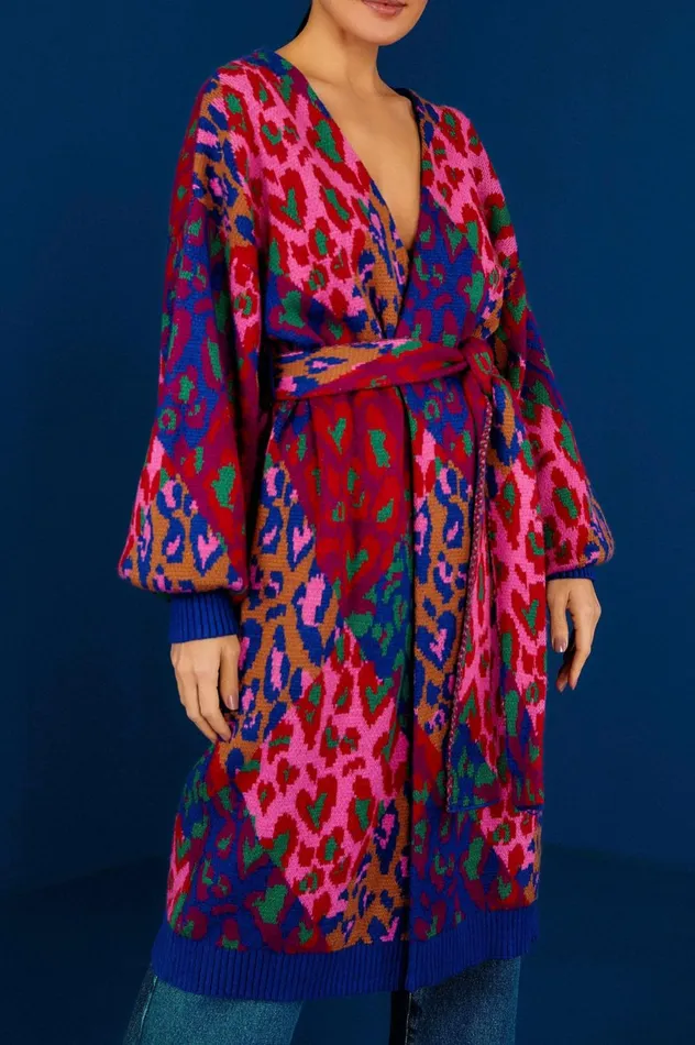 Women Mixed Leopard Pop Cardigan Multi FARM Rio Cardigans