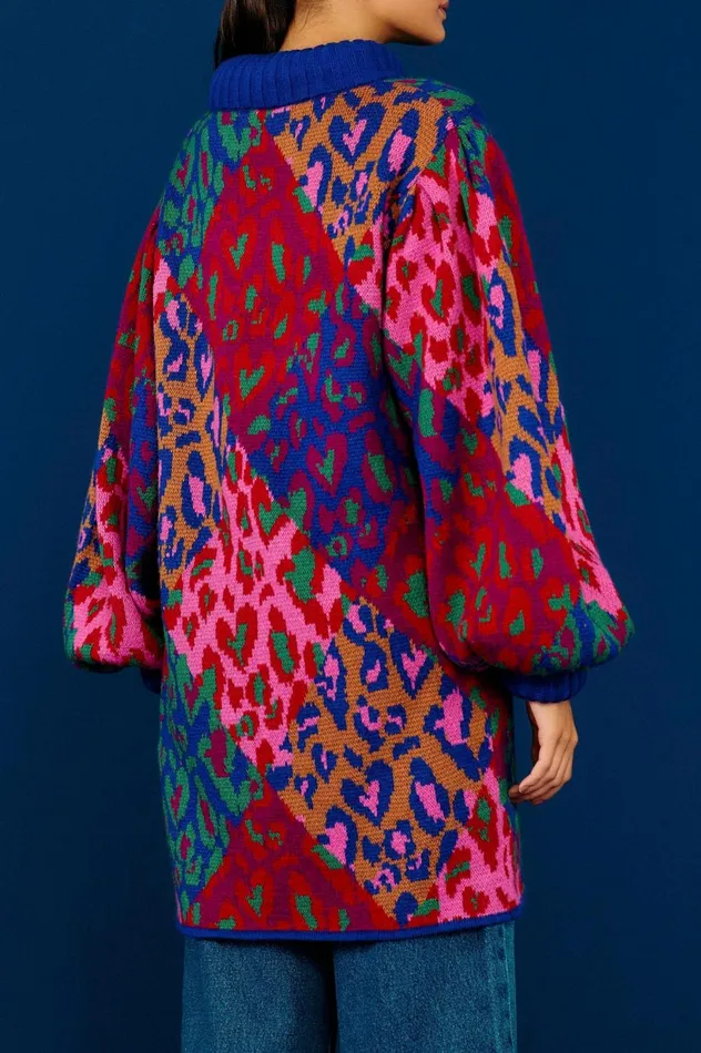 Women Mixed Leopard Pop Sweater Dress Multi FARM Rio Sweaters and Sweatshirts