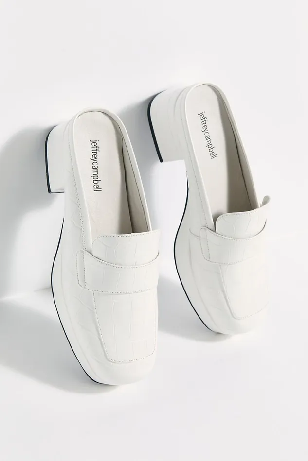 Women Mules Free People Studious Loafer Mules White Croc