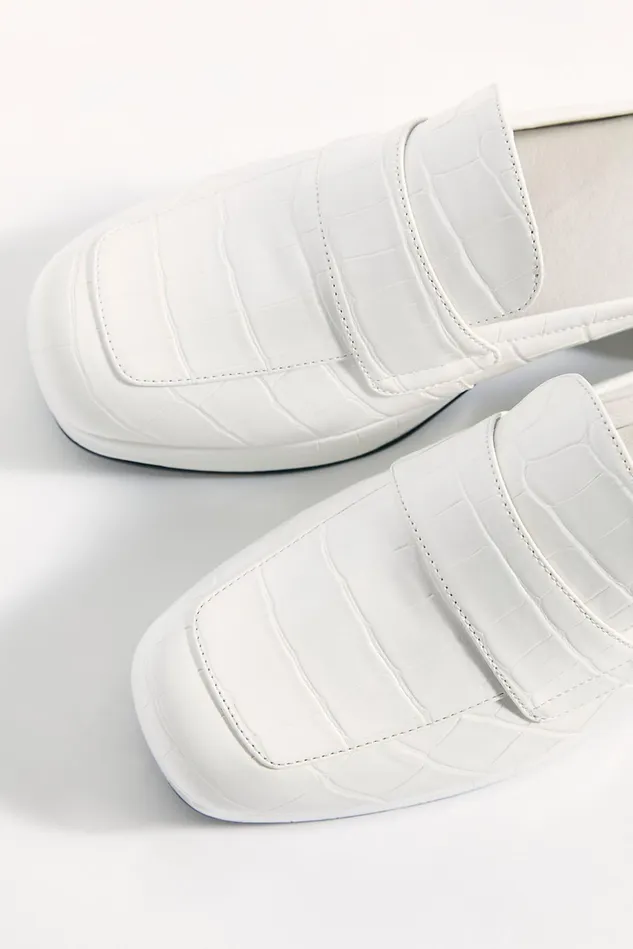 Women Mules Free People Studious Loafer Mules White Croc