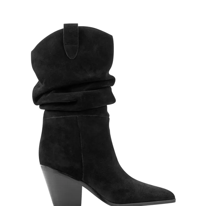 Women Myleea Slouchy Boot Black Suede Marc Fisher Boots and Booties