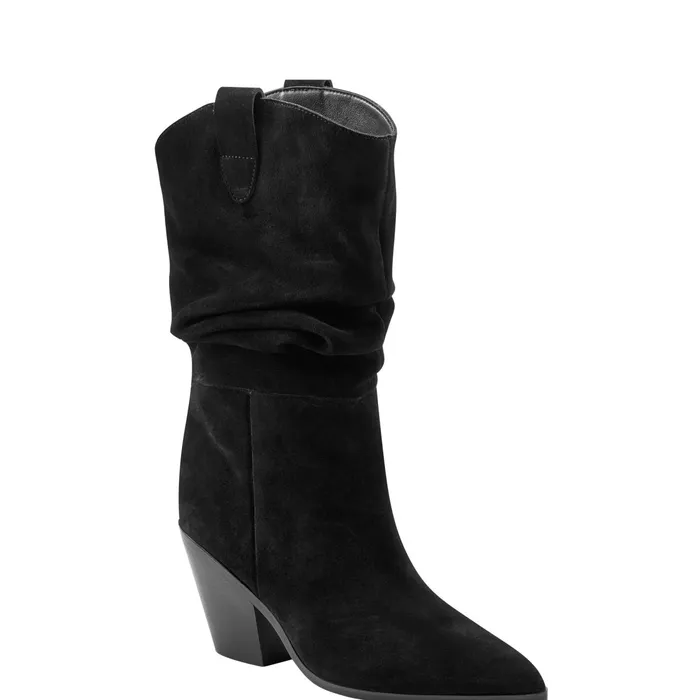 Women Myleea Slouchy Boot Black Suede Marc Fisher Boots and Booties