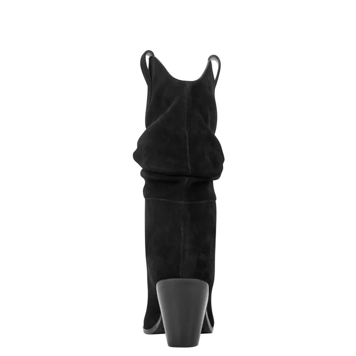 Women Myleea Slouchy Boot Black Suede Marc Fisher Boots and Booties