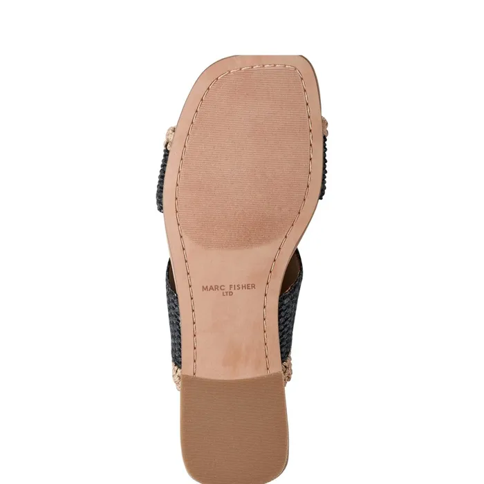 Women Nashie Flat Sandal Black Raffia Marc Fisher Sandals