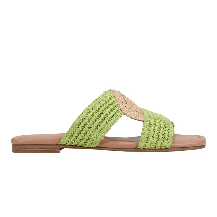 Women Navie Flat Sandal Greennatural Raffia Marc Fisher Sandals