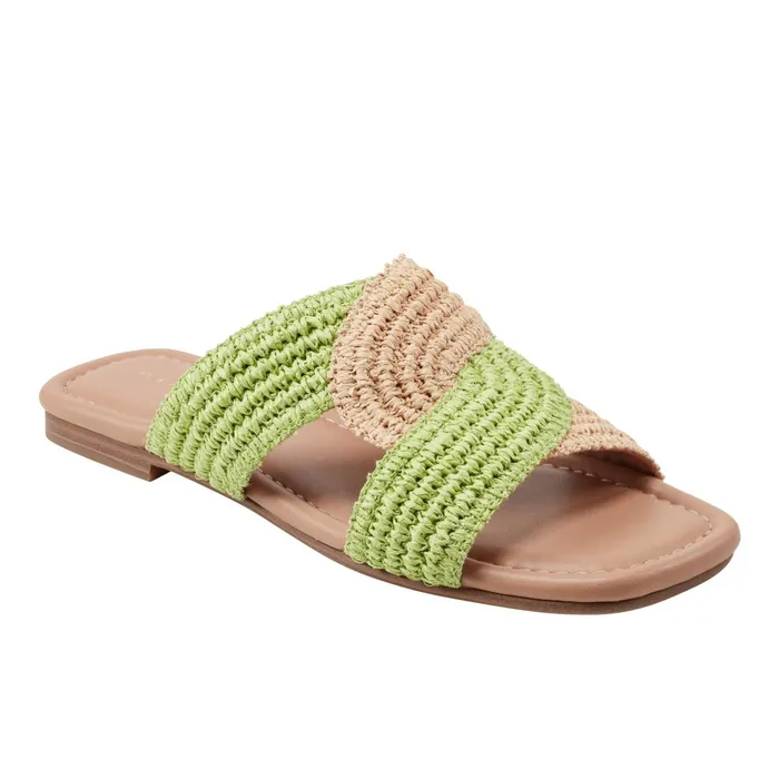 Women Navie Flat Sandal Greennatural Raffia Marc Fisher Sandals