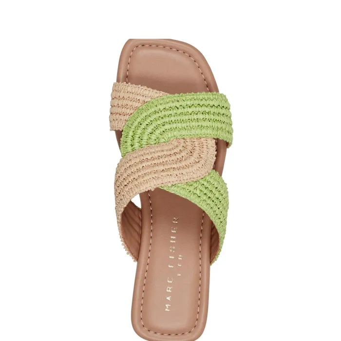 Women Navie Flat Sandal Greennatural Raffia Marc Fisher Sandals