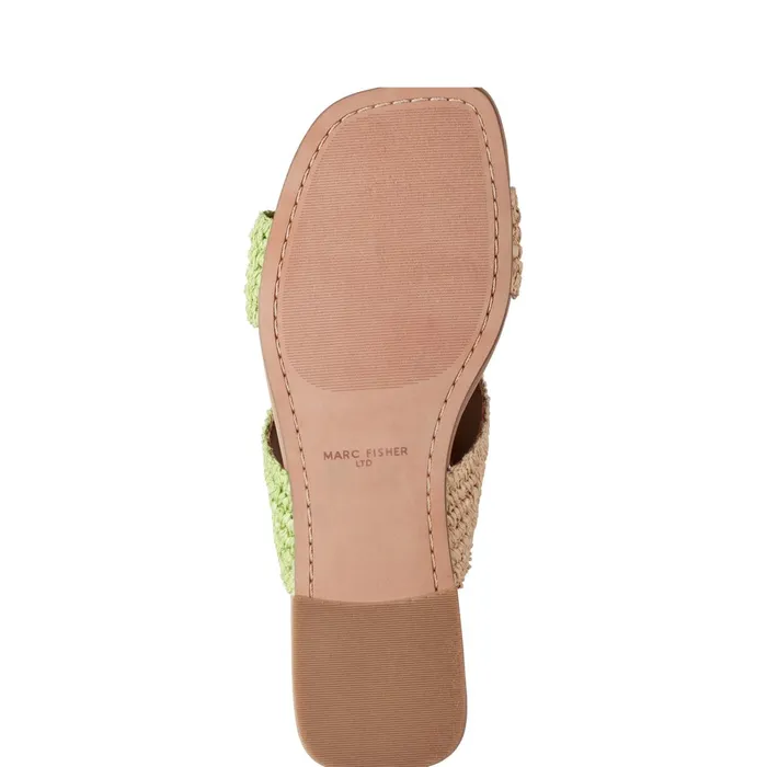 Women Navie Flat Sandal Greennatural Raffia Marc Fisher Sandals