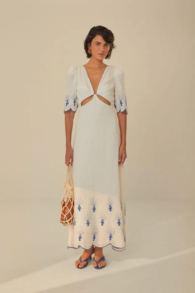 Women OffWhite Sea Of Fish Embroidered Midi Dress Sea Of Fish Offwhite FARM Rio Midi Dresses Women OffWhite Sea Of Fish Embroidered Midi Dress Sea Of Fish Offwhite FARM Rio Midi Dresses