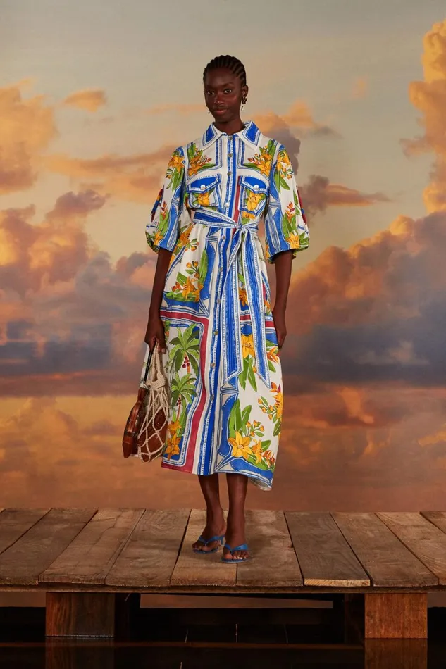 Women OffWhite Tropical Destination Midi Dress Tropical Destination Offwhite FARM Rio Midi Dresses