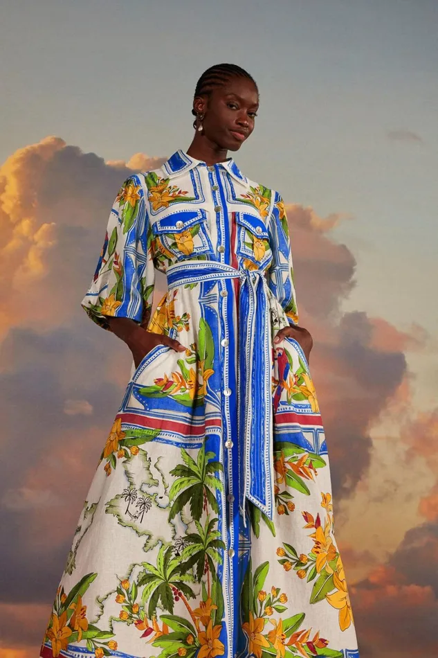 Women OffWhite Tropical Destination Midi Dress Tropical Destination Offwhite FARM Rio Midi Dresses
