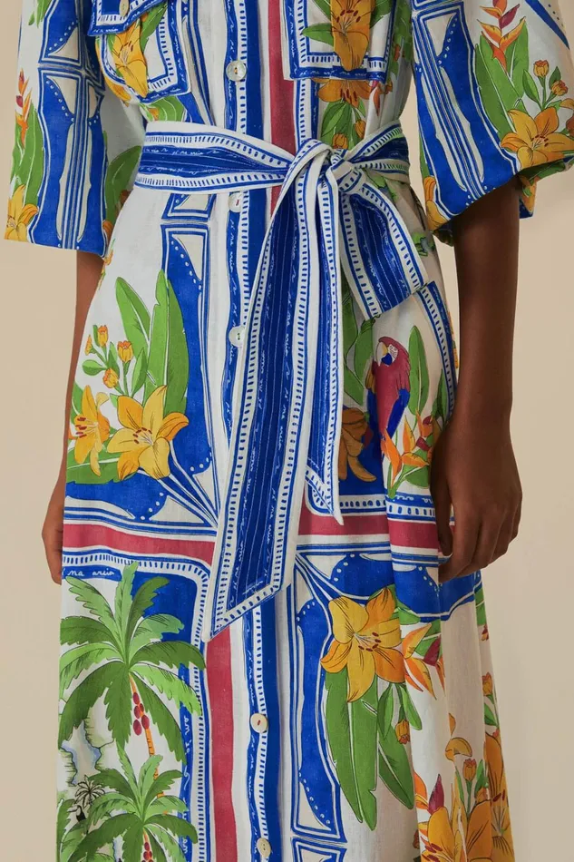 Women OffWhite Tropical Destination Midi Dress Tropical Destination Offwhite FARM Rio Midi Dresses