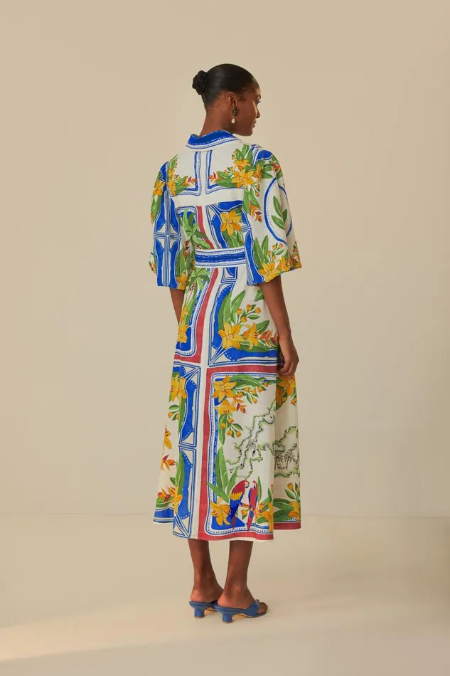 Women OffWhite Tropical Destination Midi Dress Tropical Destination Offwhite FARM Rio Midi Dresses