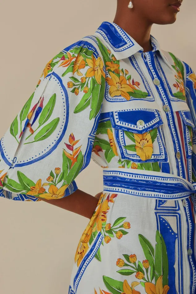 Women OffWhite Tropical Destination Midi Dress Tropical Destination Offwhite FARM Rio Midi Dresses