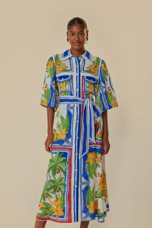 Women OffWhite Tropical Destination Midi Dress Tropical Destination Offwhite FARM Rio Midi Dresses