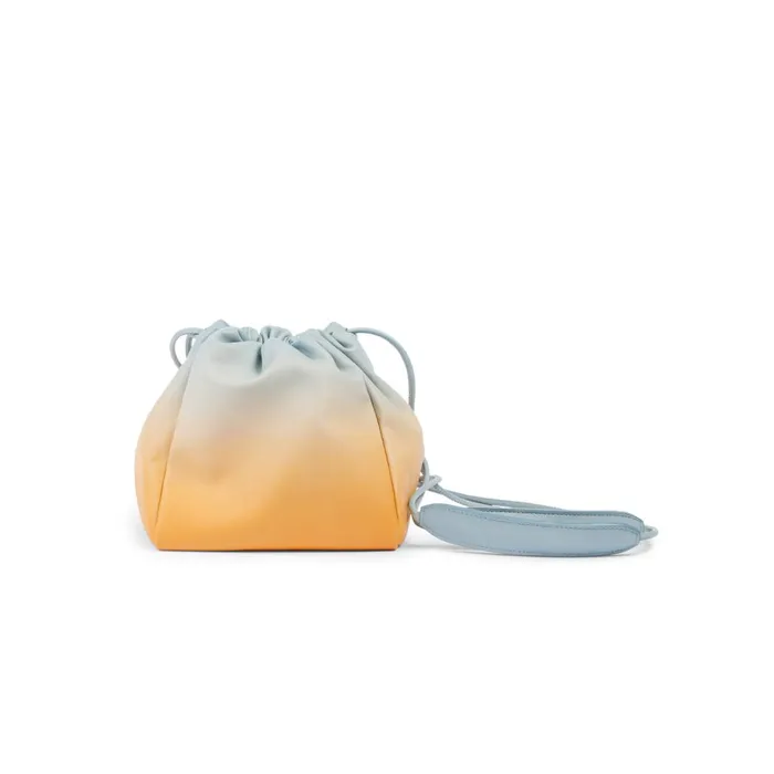 Women Orange And Light Blue Leather Bucket Bag Santoni Bags