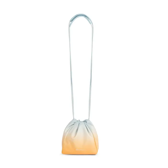 Women Orange And Light Blue Leather Bucket Bag Santoni Bags
